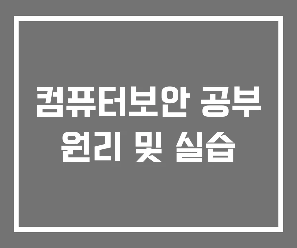 컴퓨터보안 공부 원리 및 실습