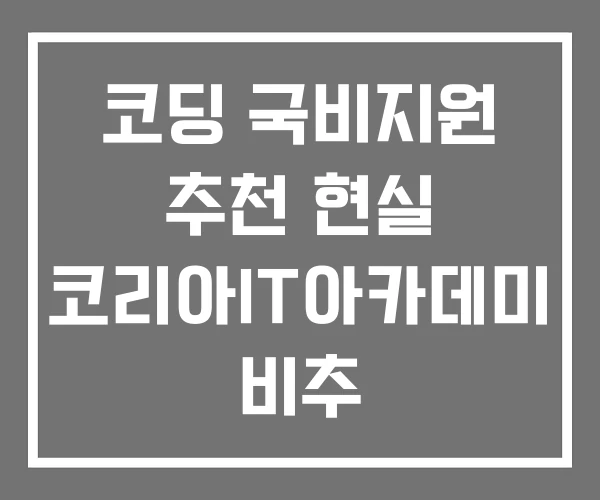 코딩 국비지원 추천 현실 코리아IT아카데미 비추