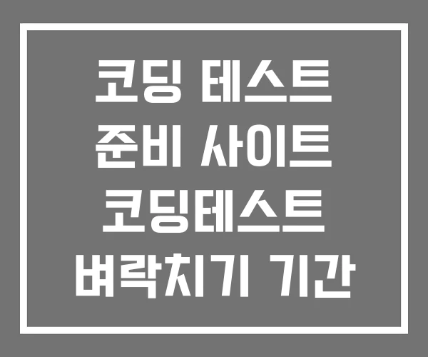 코딩 테스트 준비 사이트 코딩테스트 벼락치기 기간