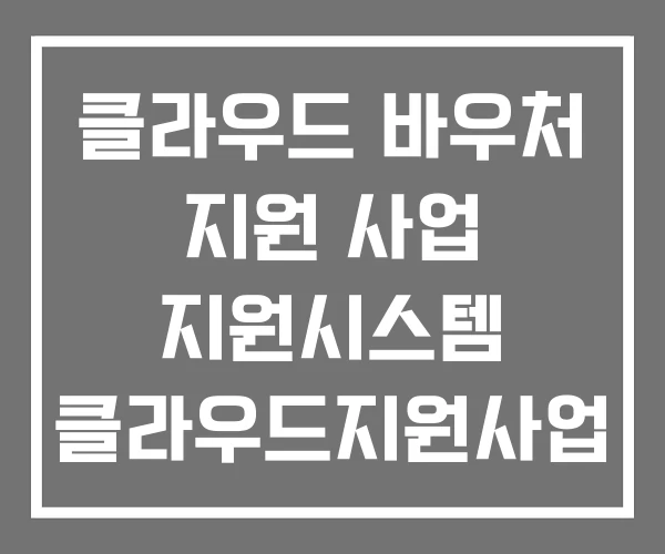 클라우드 바우처 지원 사업 지원시스템 클라우드지원사업