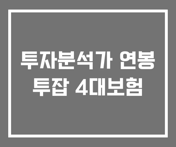 투자분석가 연봉 투잡 4대보험