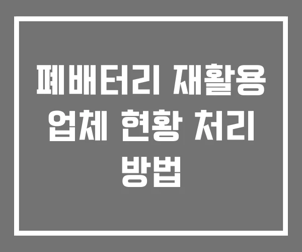 폐배터리 재활용 업체 현황 처리 방법