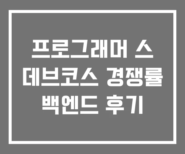 프로그래머 스 데브코스 경쟁률 백엔드 후기 프로그래머 스 데브코스 경쟁률 백엔드 후기