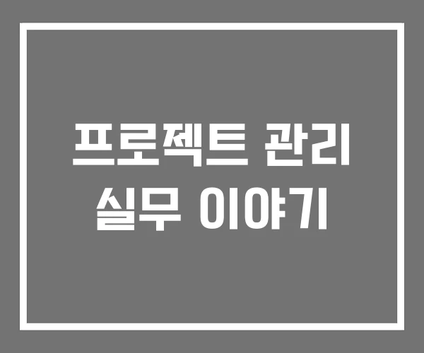 프로젝트 관리 실무 이야기 프로젝트 관리 실무 이야기