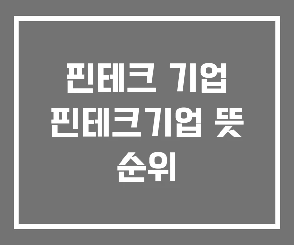 핀테크 기업 핀테크기업 뜻 순위