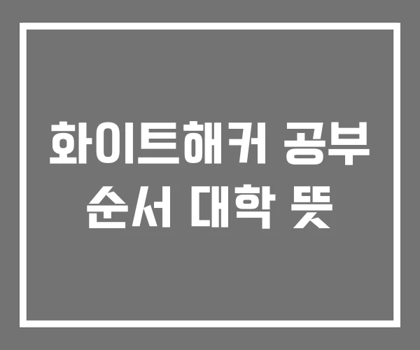 화이트해커 공부 순서 대학 뜻 화이트해커 공부 순서 대학 뜻
