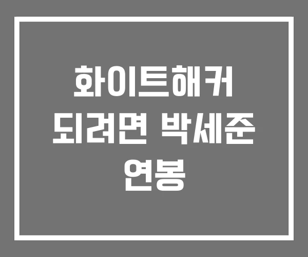 화이트해커 되려면 박세준 연봉 화이트해커 되려면 박세준 연봉